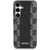 DKNY kožený kryt Checkered Pattern MagSafe pre Samsung Galaxy S25, čierny
