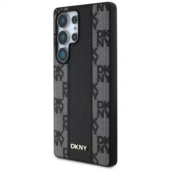DKNY kožený kryt Checkered Pattern MagSafe pre Samsung Galaxy S25 Ultra čierny