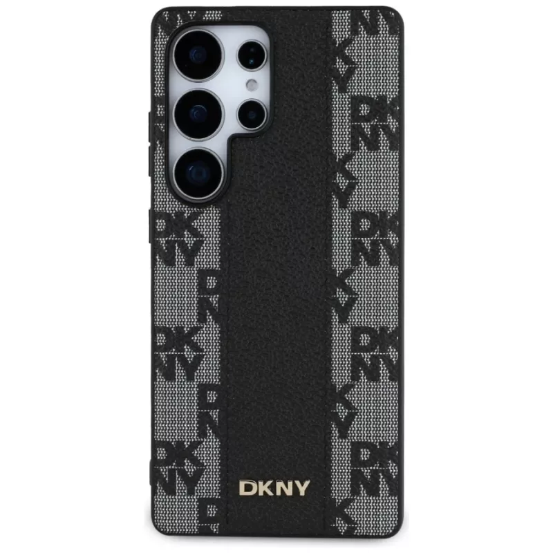 DKNY kožený kryt Checkered Pattern MagSafe pre Samsung Galaxy S25 Ultra čierny