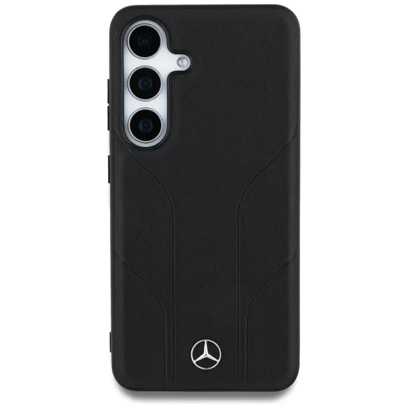 MERCEDES-BENZ puzdro Mercedes Leather Debossed Lines MagSafe pre Samsung Galaxy S25+ čierne
