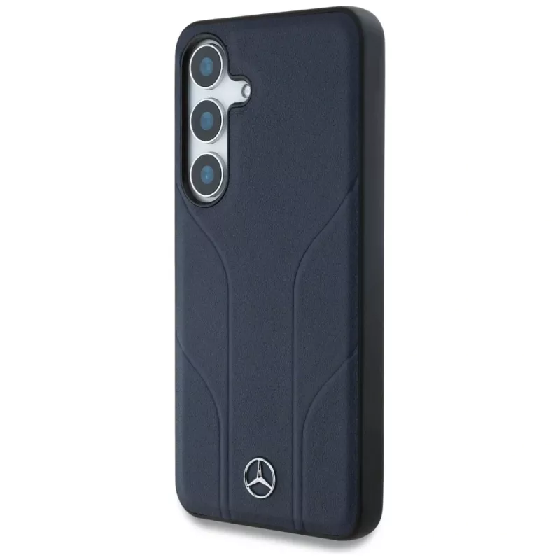 Mercedes-Benz puzdro Leather Debossed Lines MagSafe pre Samsung Galaxy S25 modré