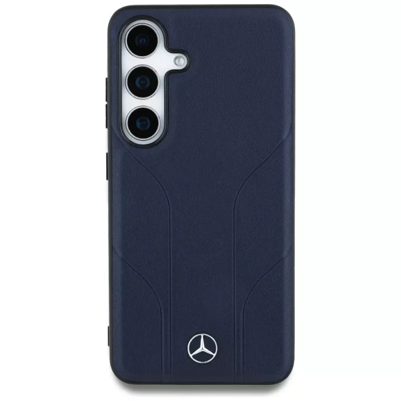 Mercedes-Benz puzdro Leather Debossed Lines MagSafe pre Samsung Galaxy S25 modré