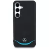 MERCEDES-BENZ puzdro Mercedes Leather Contrasted Blue Horizontal Curve MagSafe pre Samsung Galaxy S25 čierne