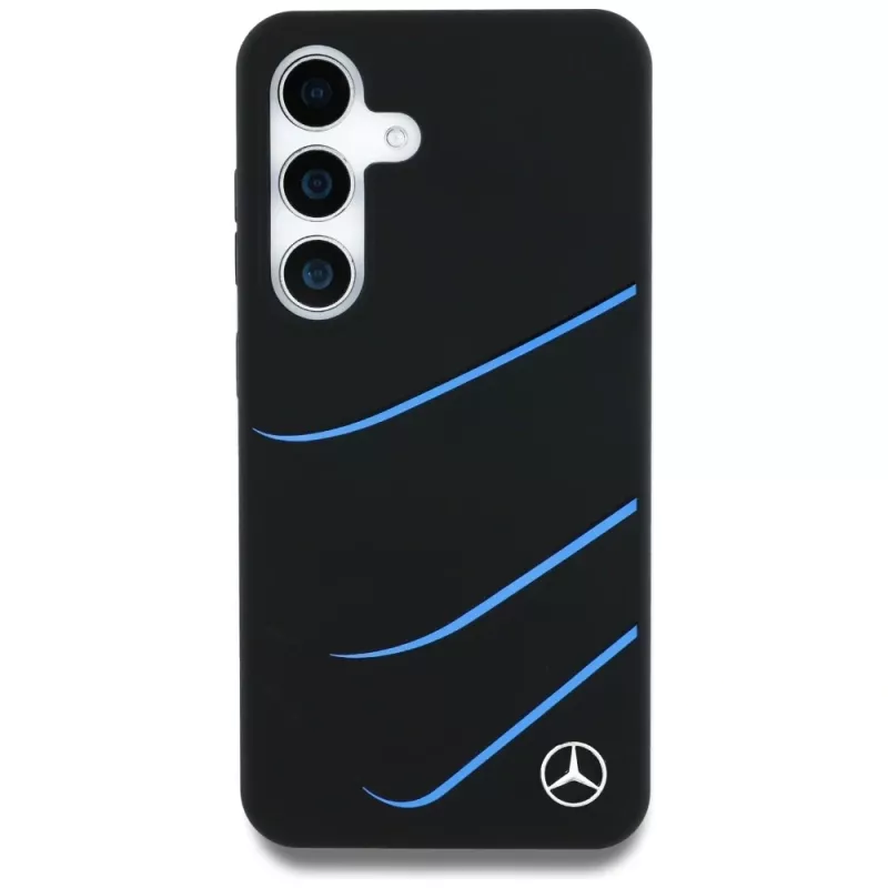 MERCEDES-BENZ silikónový kryt Contrasted Curves MagSafe pre Samsung Galaxy S25, čierny