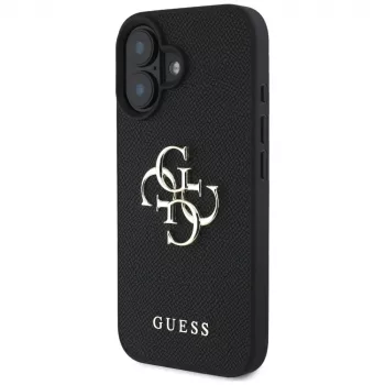 Guess Grained Big 4G Logo Small Classic Logo kryt pre iPhone 16 (čierny)