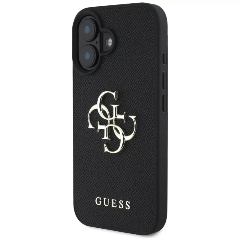 Guess Grained Big 4G Logo Small Classic Logo kryt pre iPhone 16 (čierny)