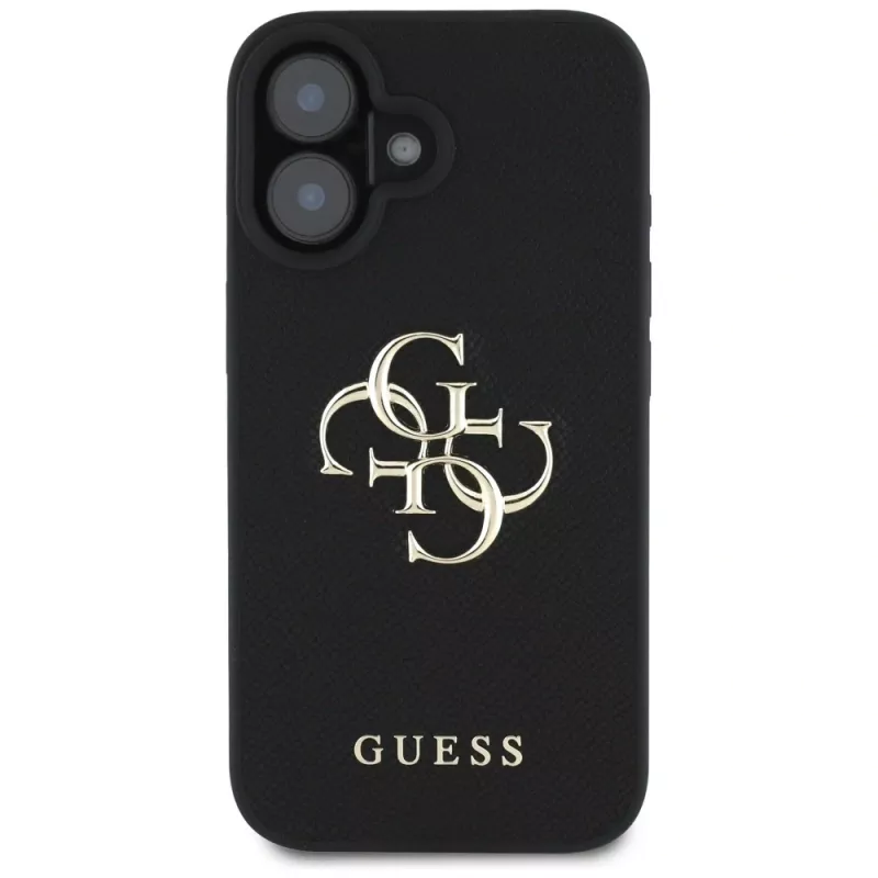 Guess Grained Big 4G Logo Small Classic Logo kryt pre iPhone 16 (čierny)