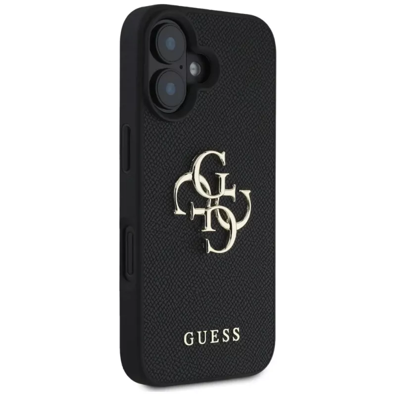 Guess Grained Big 4G Logo Small Classic Logo kryt pre iPhone 16 (čierny)