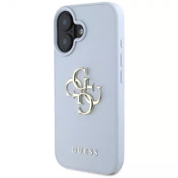 Guess Grained Big 4G Logo Small Classic Logo zadný kryt pre Apple iPhone 16 - modrý