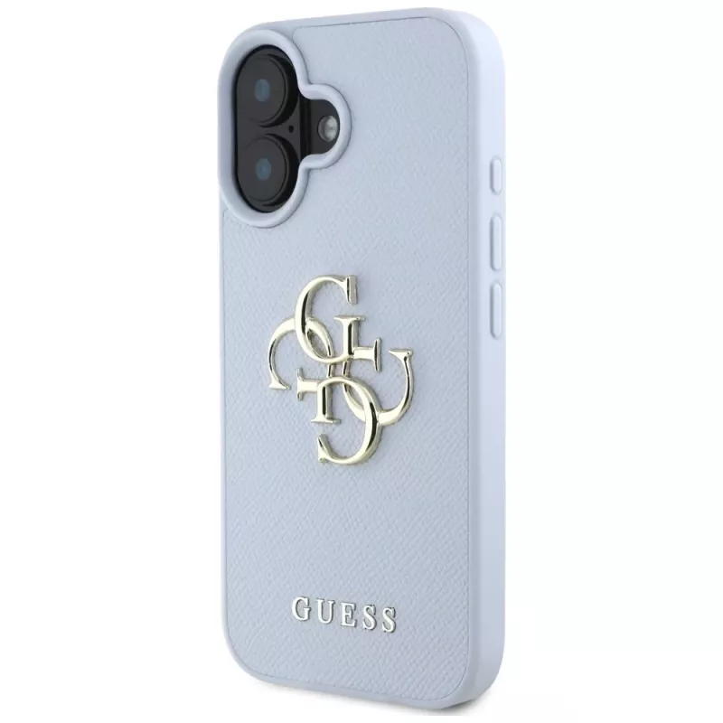 Guess Grained Big 4G Logo Small Classic Logo zadný kryt pre Apple iPhone 16 - modrý