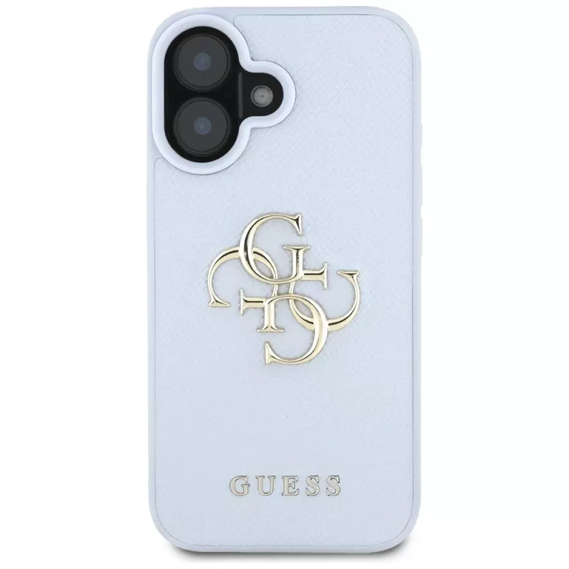 Guess Grained Big 4G Logo Small Classic Logo zadný kryt pre Apple iPhone 16 - modrý