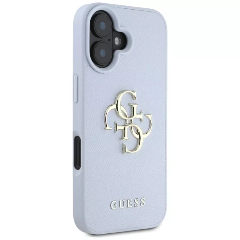 Guess Grained Big 4G Logo Small Classic Logo zadný kryt pre Apple iPhone 16 - modrý