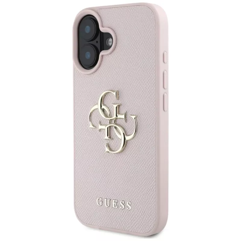 Guess Grained Big 4G Logo Small Classic Logo zadný kryt pre Apple iPhone 16 - ružový