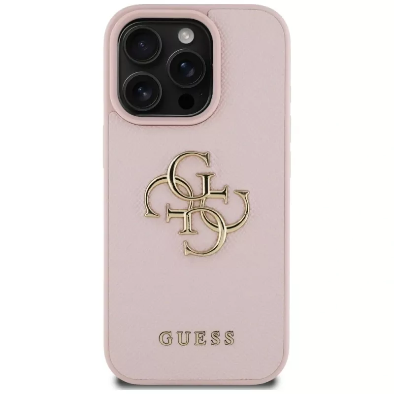Guess Grained Big 4G Logo Small Classic Logo zadný kryt pre Apple iPhone 16 Pro (ružový)