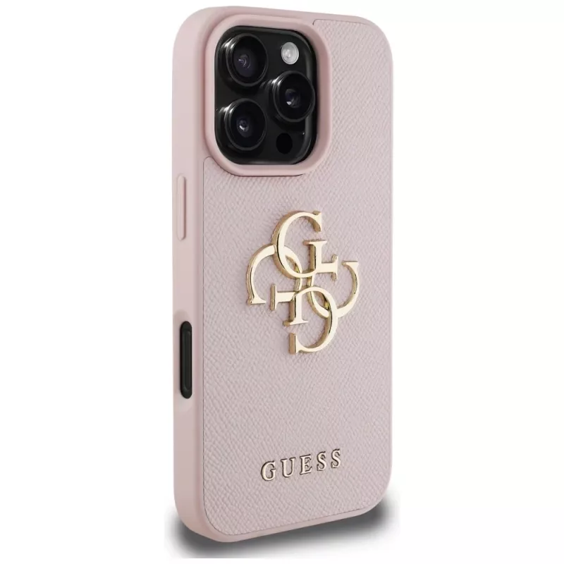 Guess Grained Big 4G Logo Small Classic Logo zadný kryt pre Apple iPhone 16 Pro (ružový)