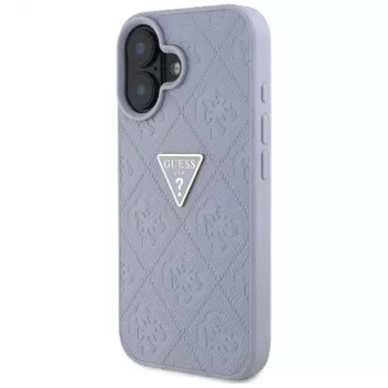 Guess Hot Stamp 4G Pattern Triangle Metal Logo kryt pre iPhone 16 (fialový)