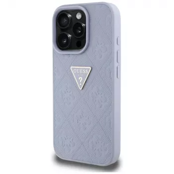 Guess Hot Stamp 4G Pattern Triangle Metal Logo kryt pre iPhone 16 Pro Max (fialový)