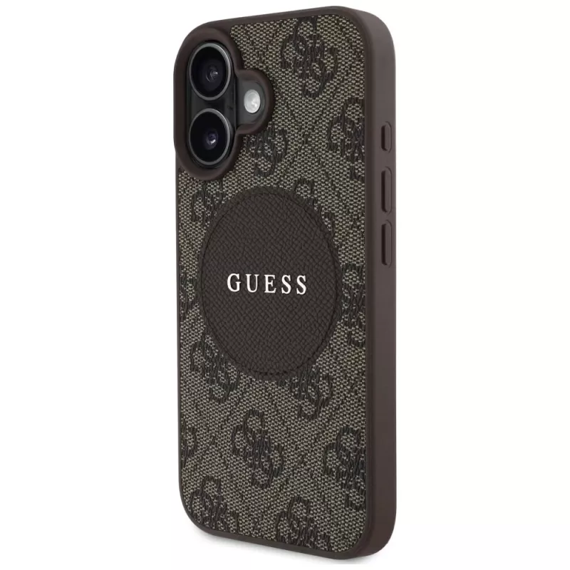 Guess 4G Circle Classic Logo MagSafe kryt pre iPhone 16, hnedý