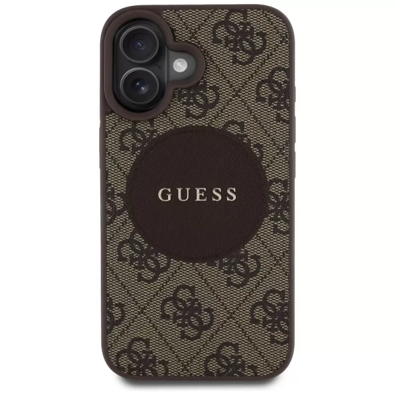 Guess 4G Circle Classic Logo MagSafe kryt pre iPhone 16, hnedý