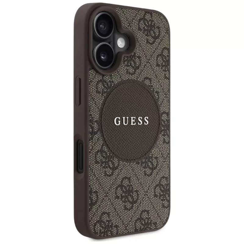 Guess 4G Circle Classic Logo MagSafe kryt pre iPhone 16, hnedý