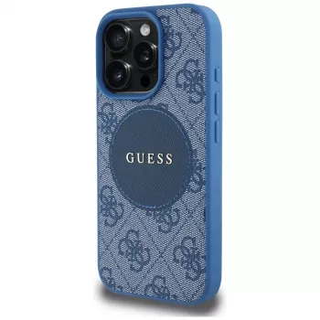 Guess 4G Circle Classic Logo MagSafe kryt pre iPhone 16 Pro modrý