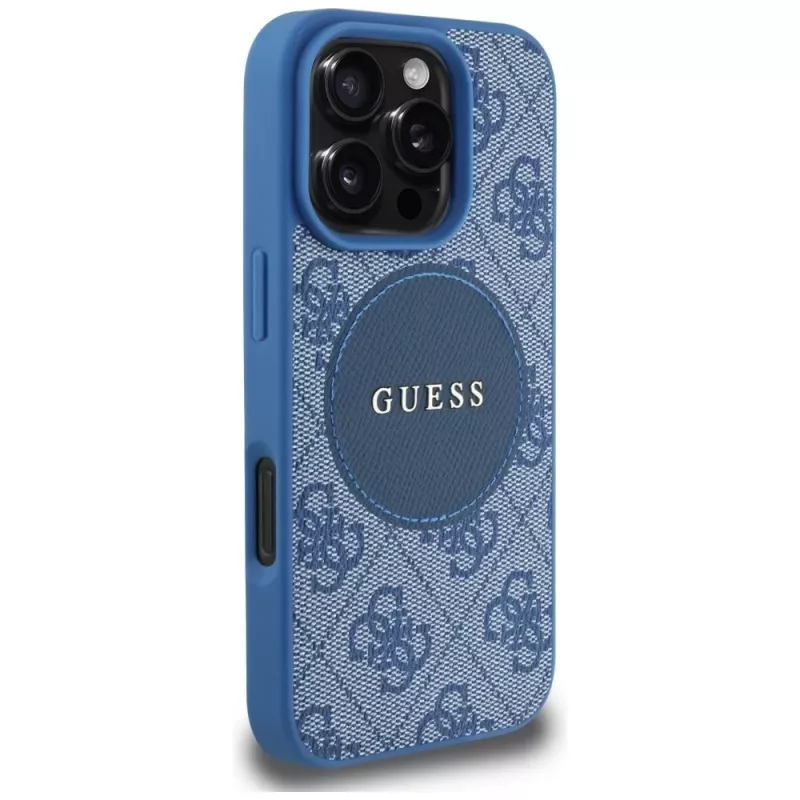 Guess 4G Circle Classic Logo MagSafe kryt pre iPhone 16 Pro modrý