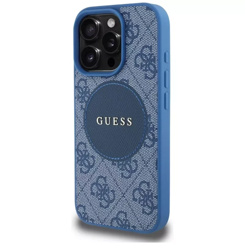 Guess 4G Circle Classic Logo MagSafe kryt pre iPhone 16 Pro Max, modrý