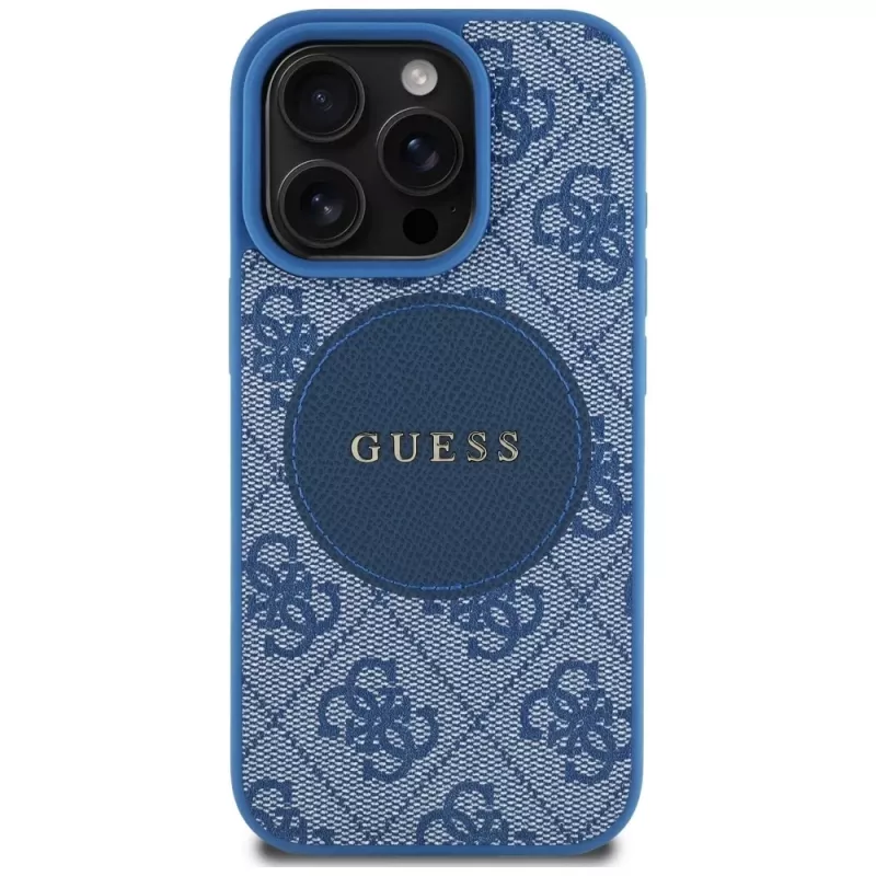 Guess 4G Circle Classic Logo MagSafe kryt pre iPhone 16 Pro Max, modrý