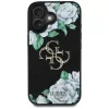 Guess Grained Roses Big 4G Logo kryt pre Apple iPhone 16, čierny