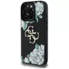 Guess Grained Roses Big 4G Logo kryt pre Apple iPhone 16 Pro, čierny