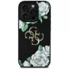 Guess Grained Roses Big 4G Logo kryt pre Apple iPhone 16 Pro, čierny