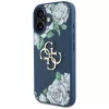 Guess Grained Roses Big 4G Logo puzdro pre Apple iPhone 16 - modrá