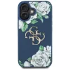 Guess Grained Roses Big 4G Logo puzdro pre Apple iPhone 16 - modrá