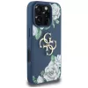 Guess Grained Roses Big 4G Logo zadné puzdro pre Apple iPhone 16 Pro - modrá