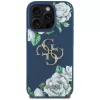 Guess Grained Roses Big 4G Logo puzdro na telefón pre iPhone 16 Pro Max, modrá