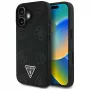 Guess Grained Hot Stamp Peony Triangle Logo MagSafe puzdro pre iPhone 16 (čierna)