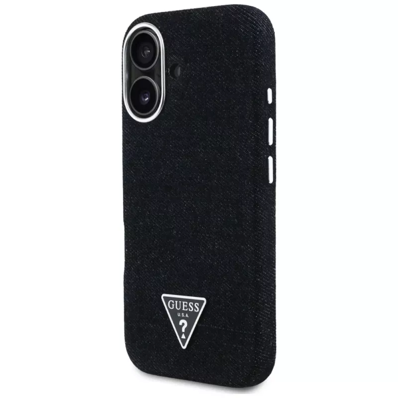 Guess Denim Triangle Logo MagSafe puzdro pre iPhone 16 čierna