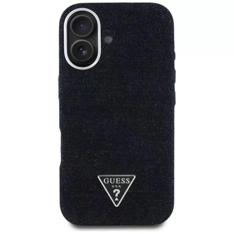 Guess Denim Triangle Logo MagSafe puzdro pre iPhone 16 čierna