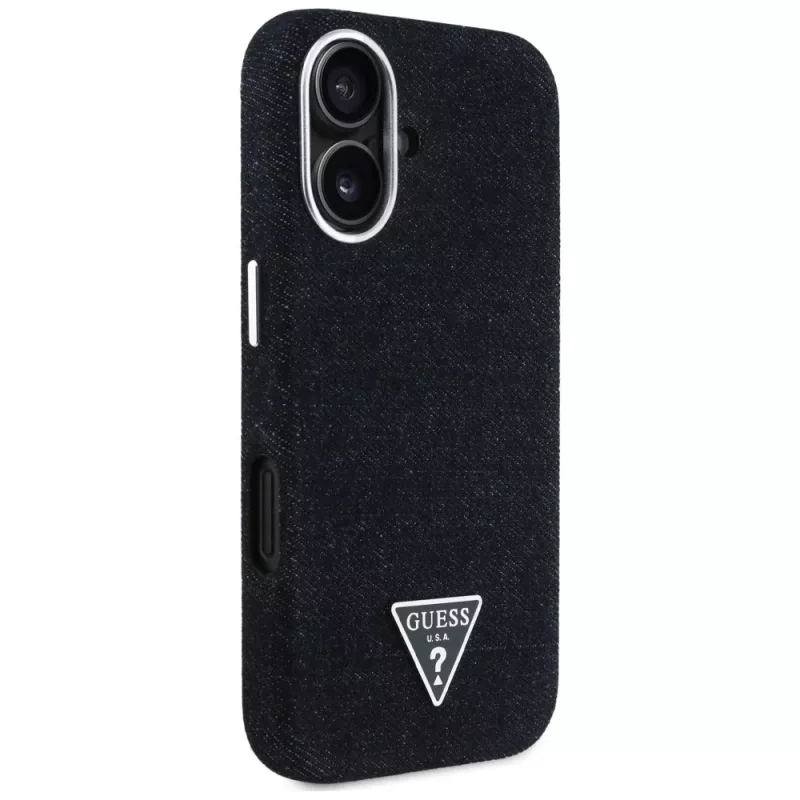 Guess Denim Triangle Logo MagSafe puzdro pre iPhone 16 čierna