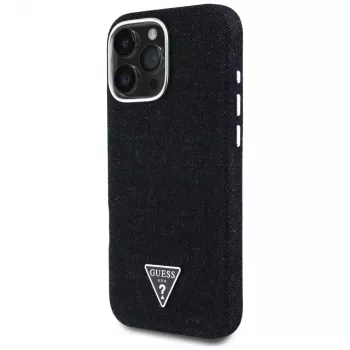 Guess Denim Triangle Logo MagSafe puzdro pre Apple iPhone 16 Pro, čierna