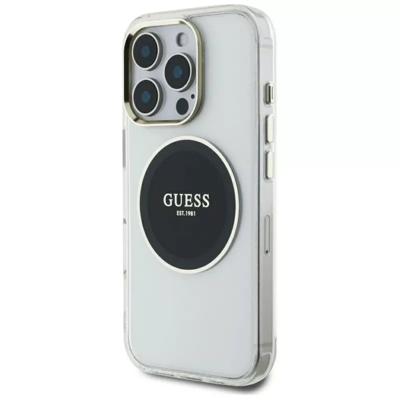Guess IML Metal Colored Circle Classic Logo MagSafe puzdro pre iPhone 16 Pro Max (čierna)