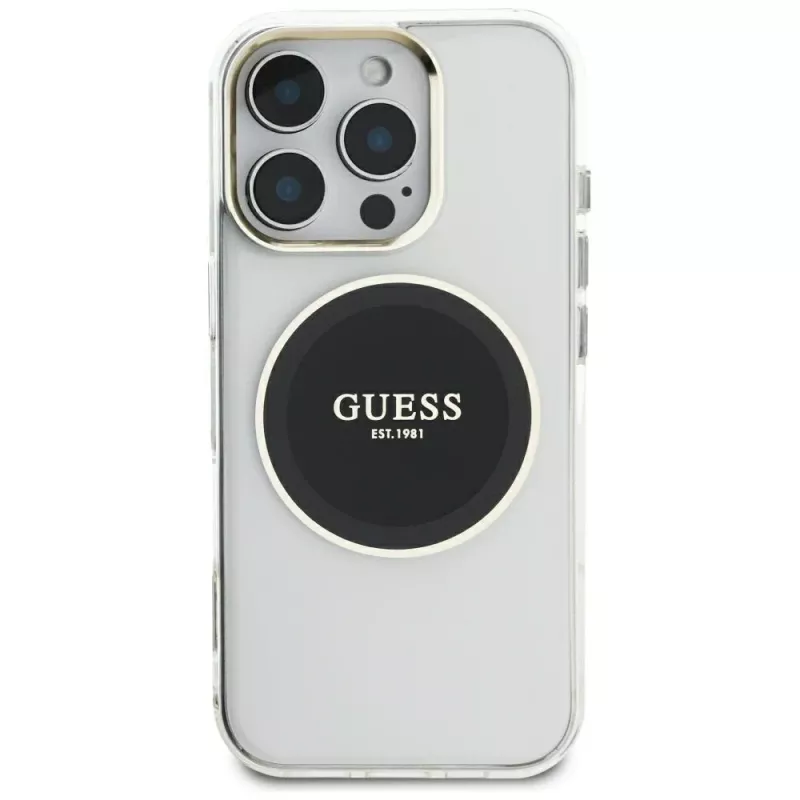 Guess IML Metal Colored Circle Classic Logo MagSafe puzdro pre iPhone 16 Pro Max (čierna)