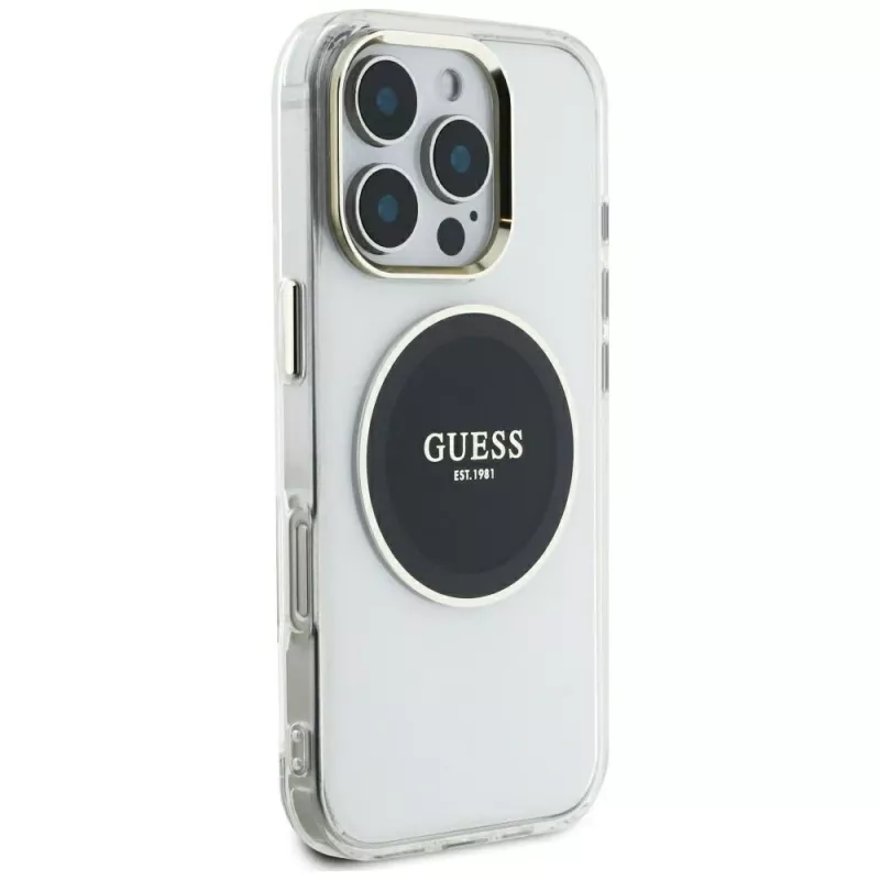 Guess IML Metal Colored Circle Classic Logo MagSafe puzdro pre iPhone 16 Pro Max (čierna)