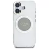 Guess IML Metal Colored Circle Classic Logo MagSafe puzdro pre iPhone 16 (sivá)