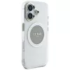 Guess IML Metal Colored Circle Classic Logo MagSafe puzdro pre iPhone 16 (sivá)