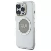Guess IML Metal Colored Circle Classic Logo MagSafe puzdro pre iPhone 16 Pro (sivá)