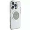 Guess IML Metal Colored Circle Classic Logo MagSafe puzdro pre iPhone 16 Pro (sivá)