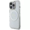 Guess IML Metal Colored Circle Classic Logo MagSafe puzdro pre iPhone 16 Pro (biela)