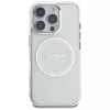 Guess IML Metal Colored Circle Classic Logo MagSafe puzdro pre iPhone 16 Pro (biela)