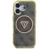 Guess IML Metal Glitter 4G Circle Triangle MagSafe puzdro pre iPhone 16 (hnedá)